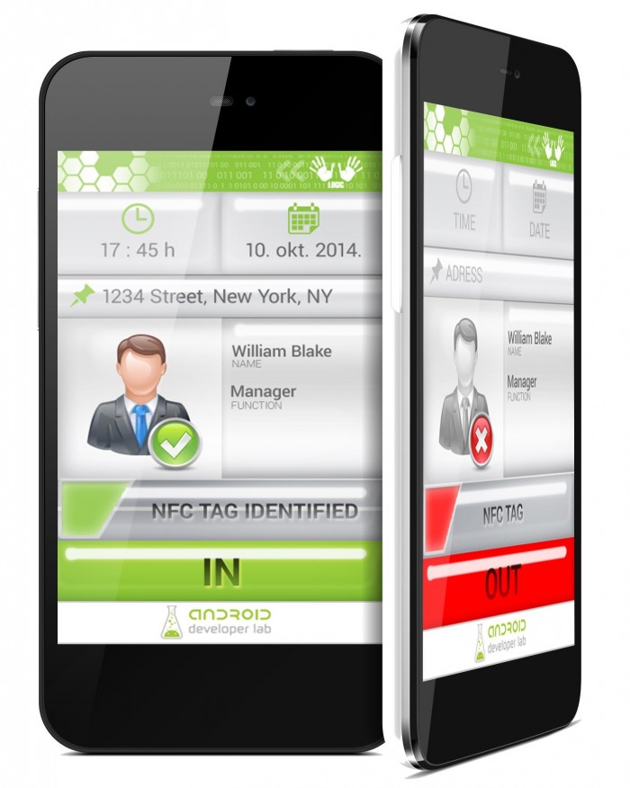 Android time NFC attendance user interface