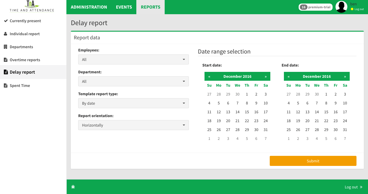 delay report selection