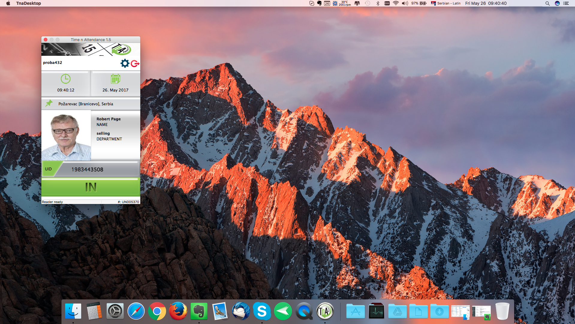 screenshot of Mac OS TnA Desktop App